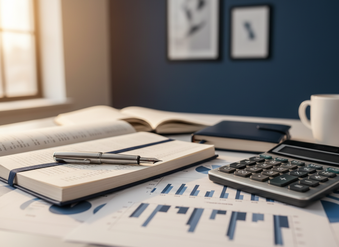 Professional accounting desk with financial documents